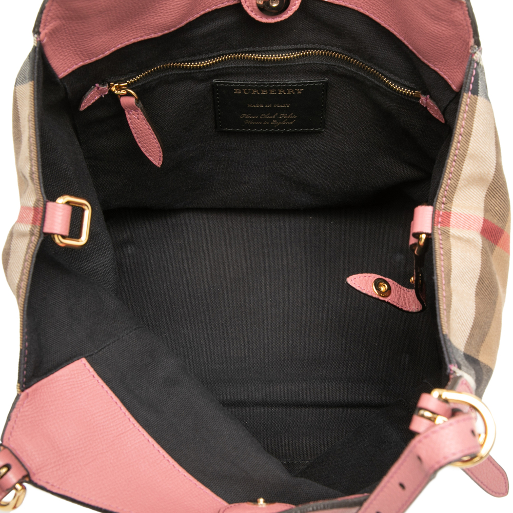 Pre-Loved Burberry Small Leather and House Check Canvas Canterbury Tote - Picture 4 of 7
